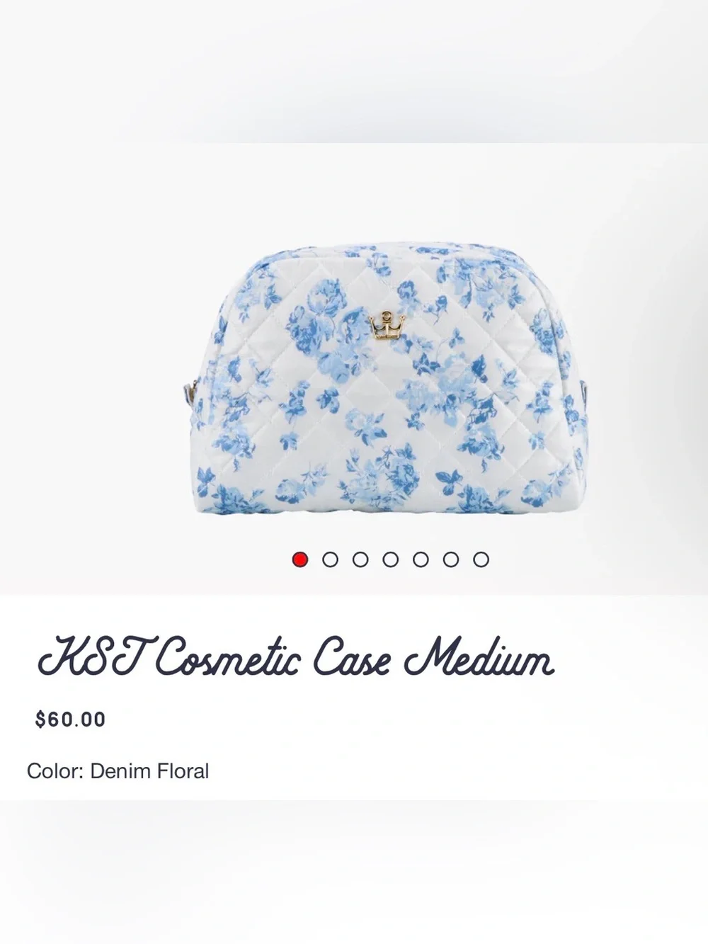 NWT Oliver Thomas KST Cosmetic Case Medium Denim Floral Blue